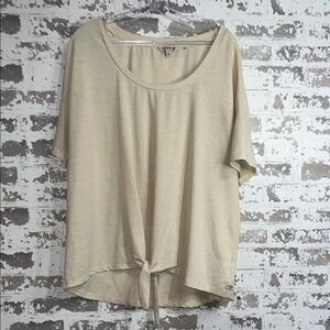 Toad&Co Cream Tie-Front Scoop Neck Short Sleeve Top
